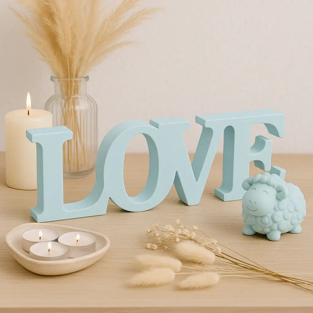 Handgefertigter LOVE Deko Schriftzug für emotionale Wohnakzente