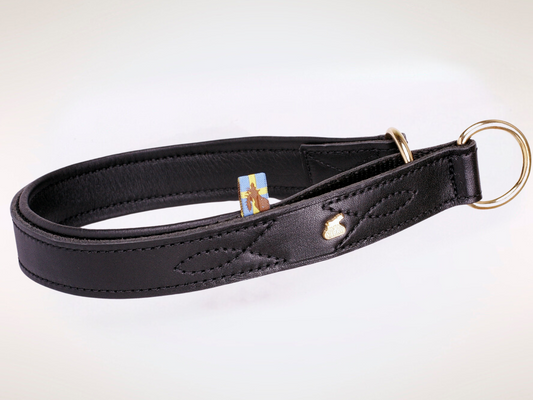 Leichtes Hundehalsband Classic mit skandinavischem Elchleder und Zugstopper-SABRO GmbH