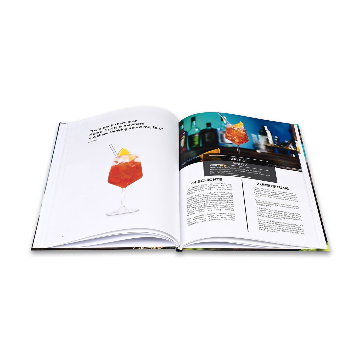 Cocktailbuch mit 15 klassischen Rezepten für Drinks mit Glasstrohhalm