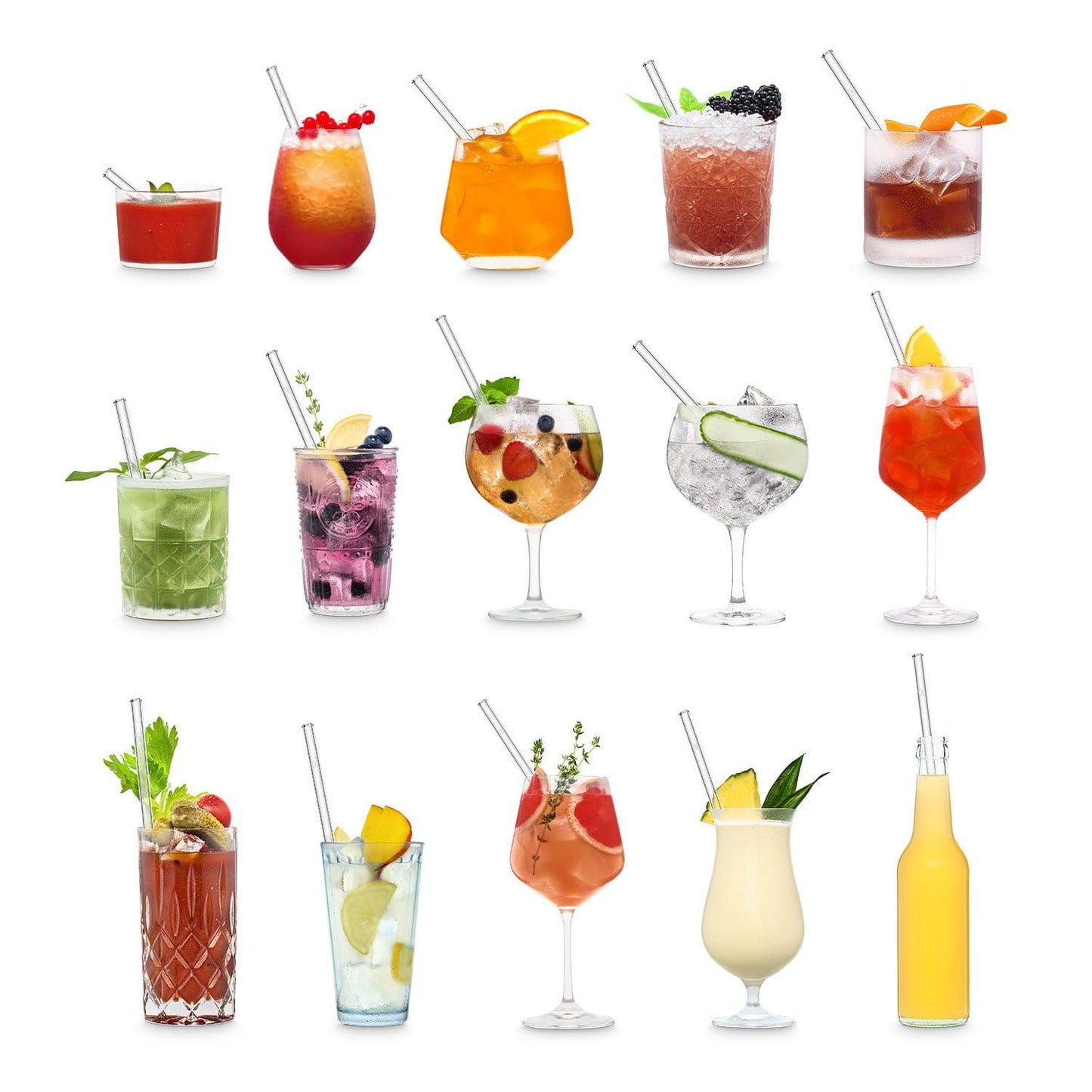 Cocktailbuch mit 15 klassischen Rezepten für Drinks mit Glasstrohhalm