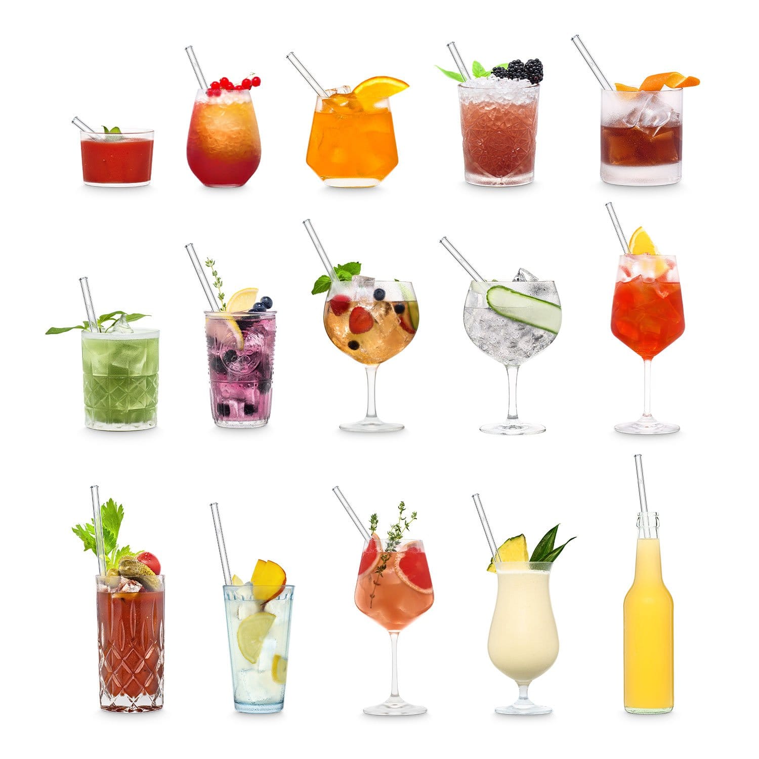 Cocktailbuch mit 15 klassischen Rezepten für Drinks mit Glasstrohhalm