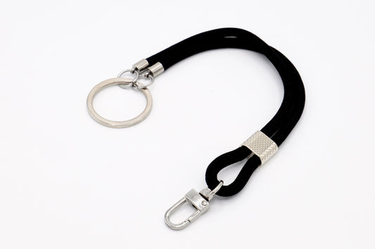 Schlüsselanhänger aus Seil mit flexiblem Karabiner in Schwarz Silber oder Gold-29drops