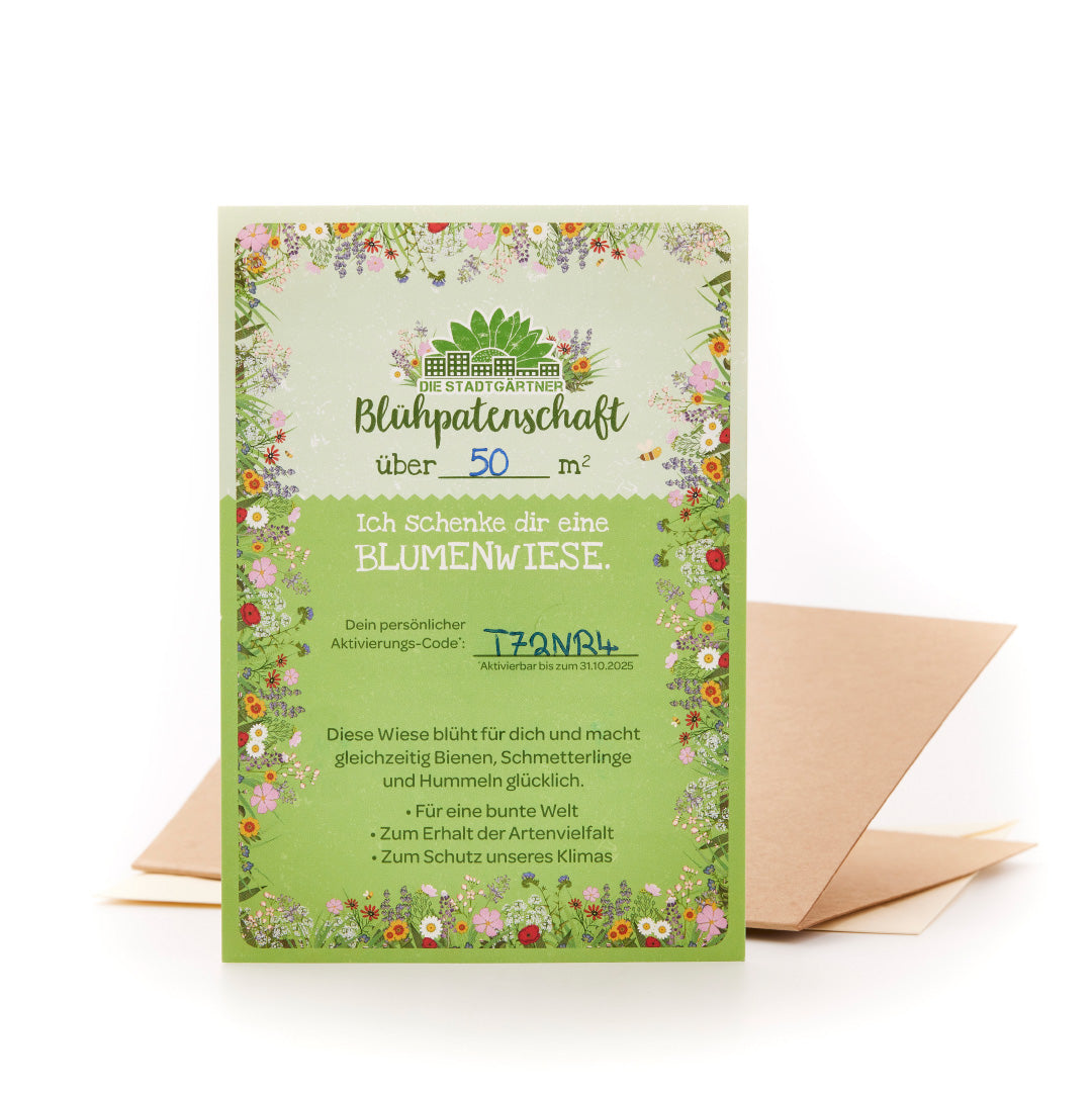 Blühpatenschaft für 50 m² Blumenwiese mit Urkunde per Post-Die Stadtgärtner