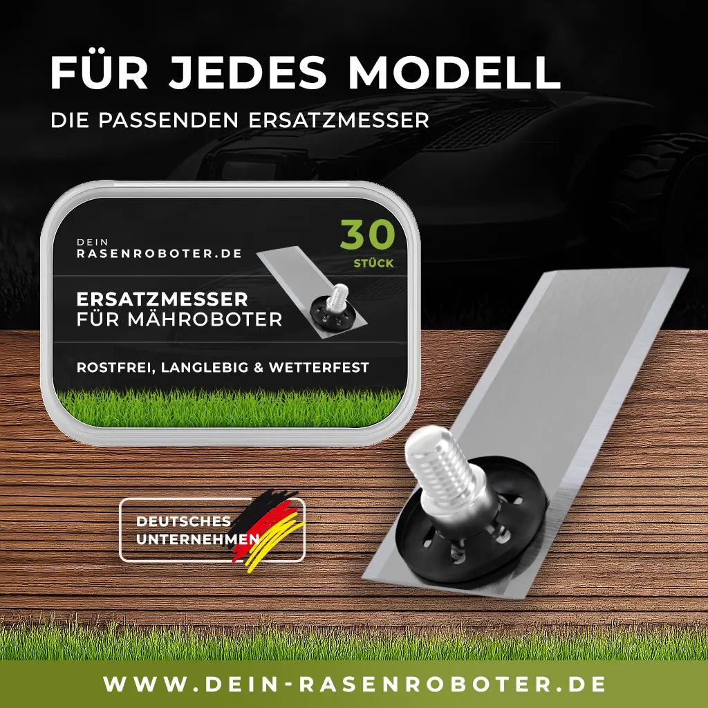 30 rostfreie Edelstahl Ersatzmesser Klingen für Mähroboter mit Schrauben-Dein-Rasenroboter.de