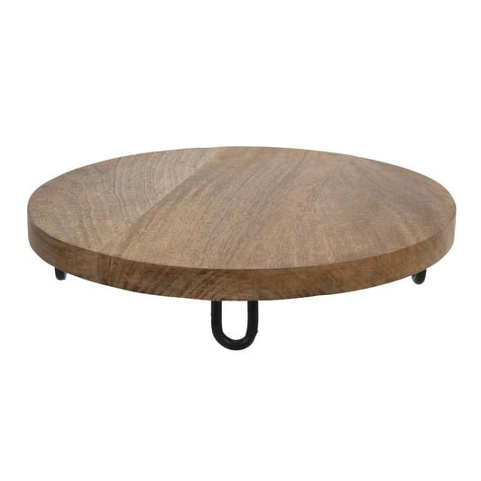 Dekobrett Holz Mangoholz Holzbrett Brett Schale Mango Teller mit Füßen Ø 30 cm