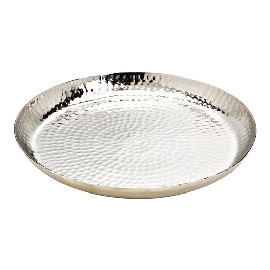 Teller silber Metallteller Deko Schale Hammerschlag Kerzenteller rund 37 cm