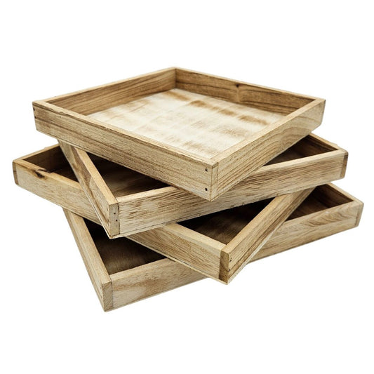 Holz Dekotablett 26x26 cm Braun Rechteckig Natürliche Eleganz