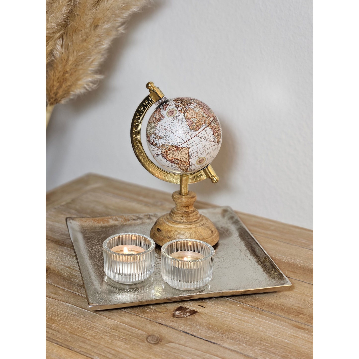 Dekoschale Dekoteller Metall Kerzentablett 20x20 cm Tablett Silber Quadratisch