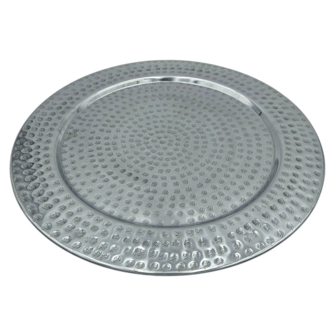 Dekoteller Kerzentablett Metallteller XXL 45 cm Silber