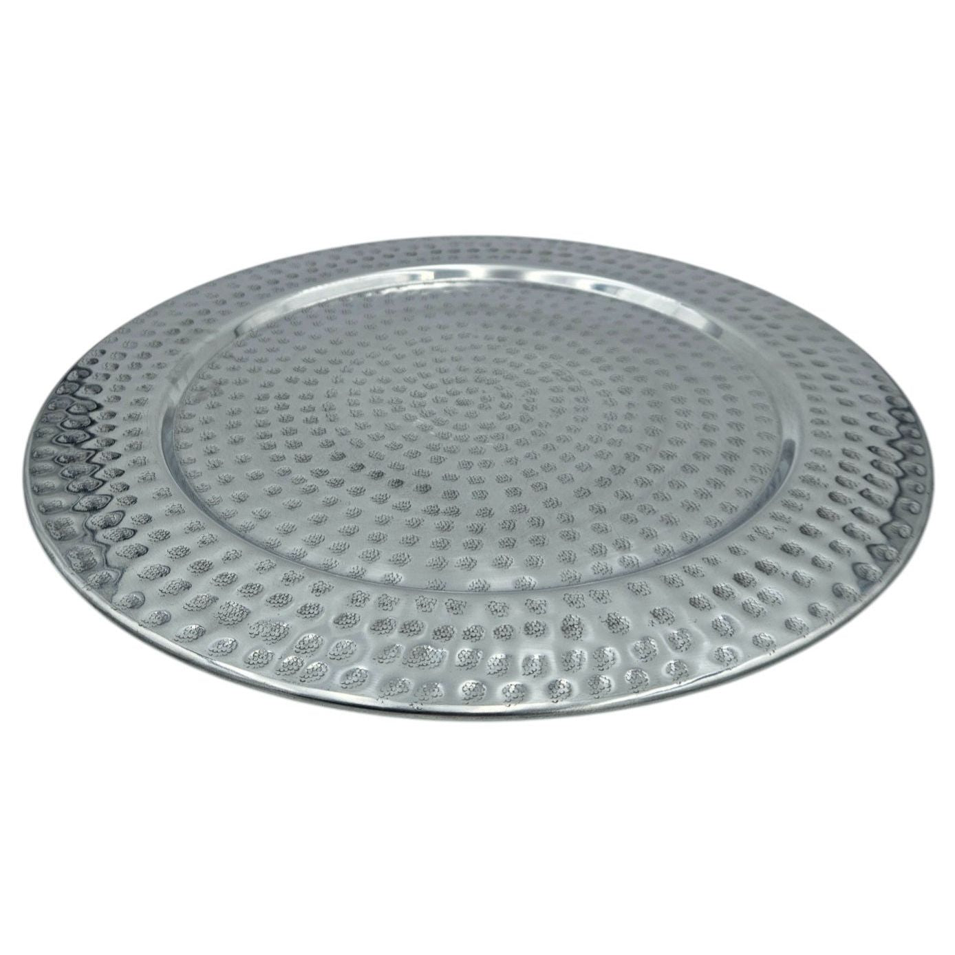 Dekoteller Kerzentablett Metallteller XXL 45 cm Silber