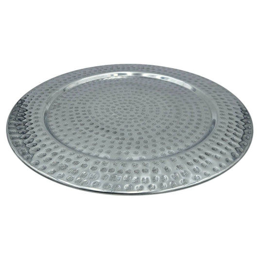 Dekoteller Kerzentablett Metallteller XXL 45 cm Silber