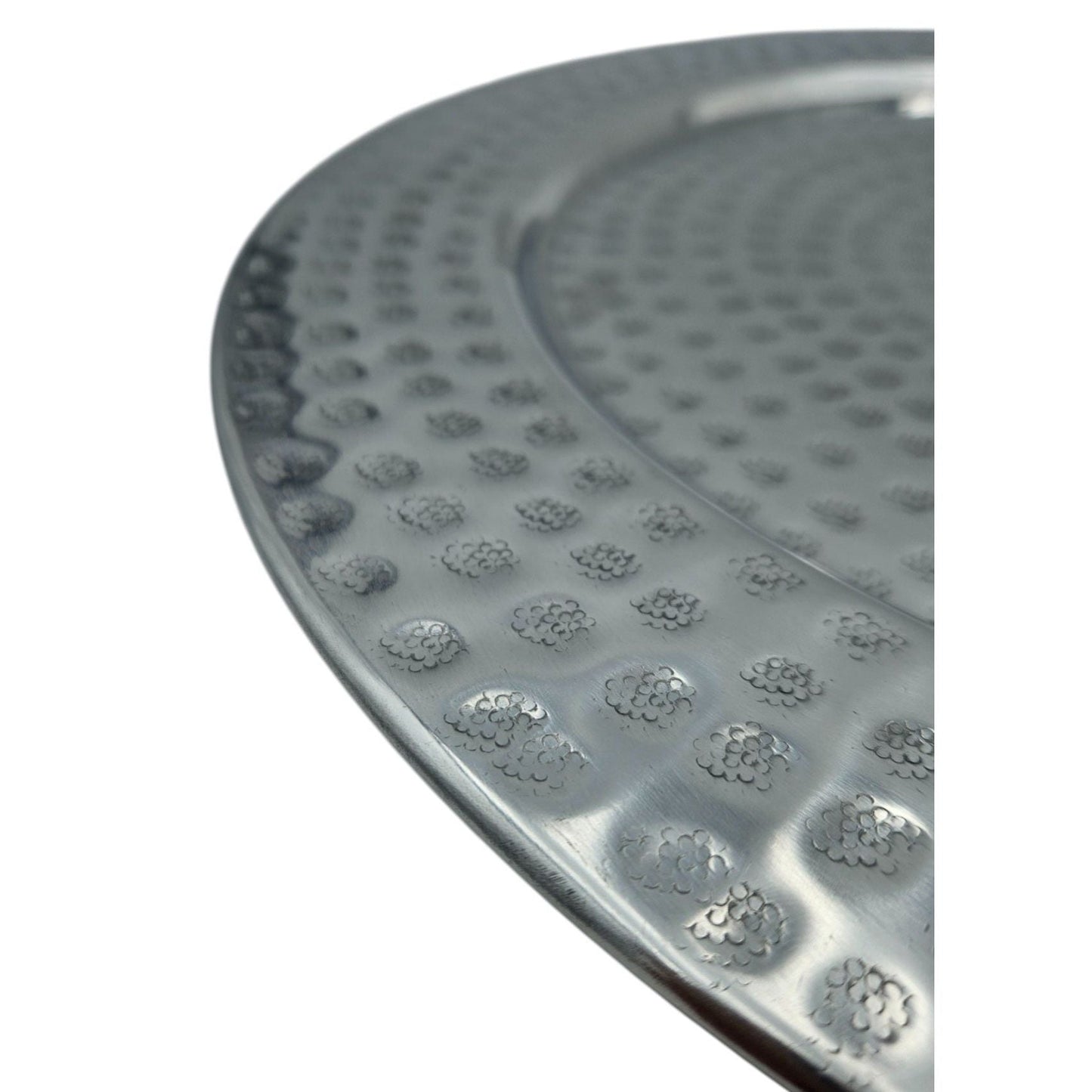 Dekoteller Kerzentablett Metallteller XXL 45 cm Silber