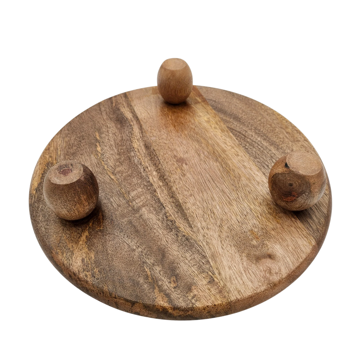 Dekoteller rund auf Füßen Kerzentablett Mangoholz 29 cm Holztablett Blumenhocker Dekorativ