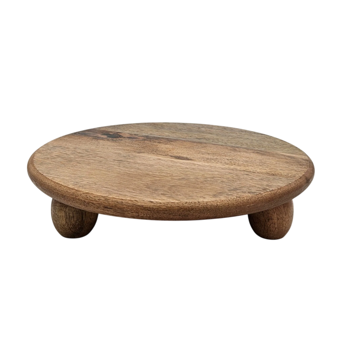 Dekoteller rund auf Füßen Kerzentablett Mangoholz 29 cm Holztablett Blumenhocker Dekorativ