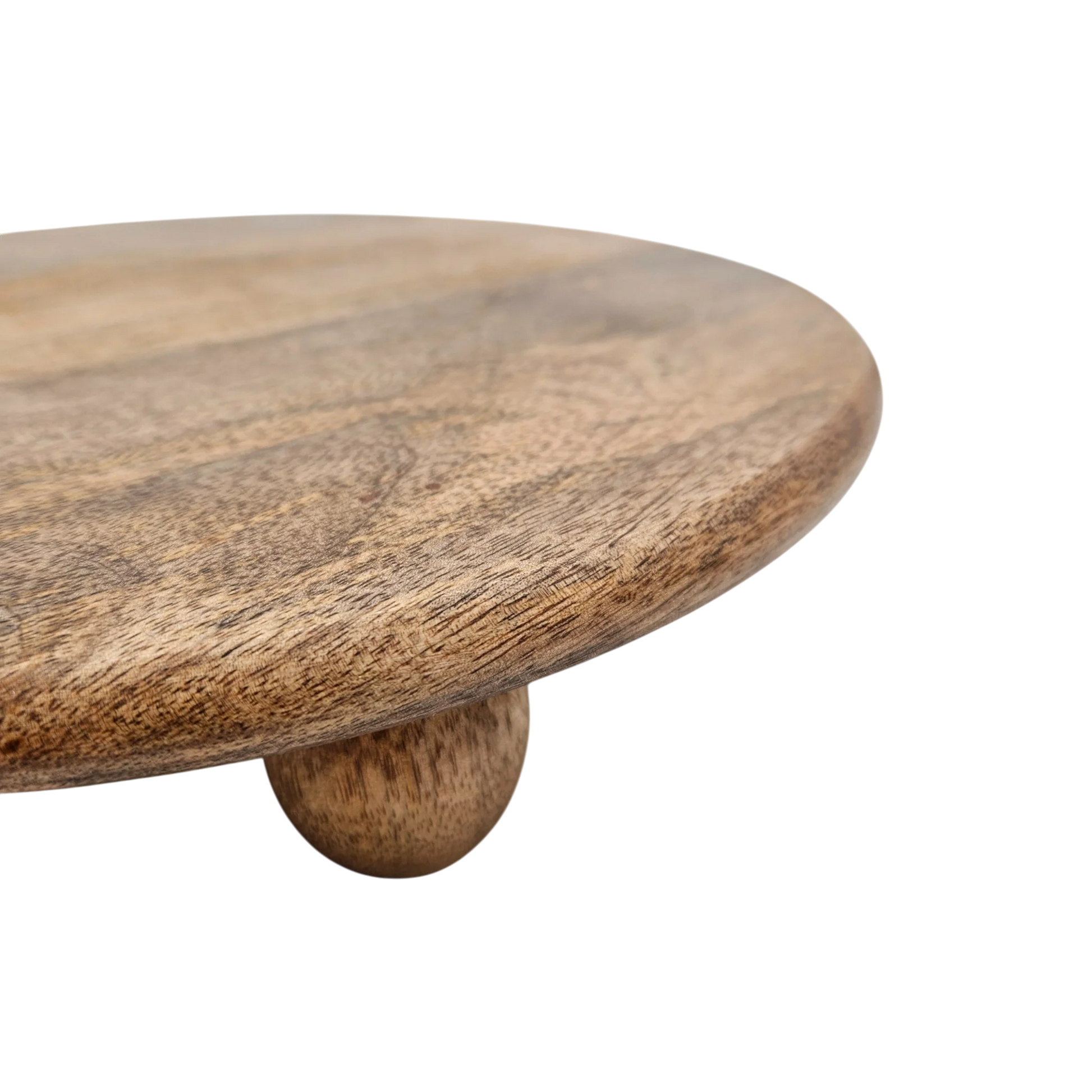 Dekoteller rund auf Füßen Kerzentablett Mangoholz 29 cm Holztablett Blumenhocker Dekorativ