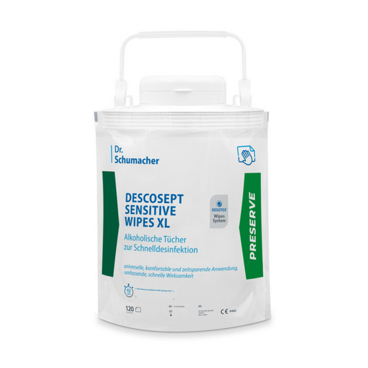 Sensitive Desinfektionstücher XL im Tuchspender, 120 Tücher