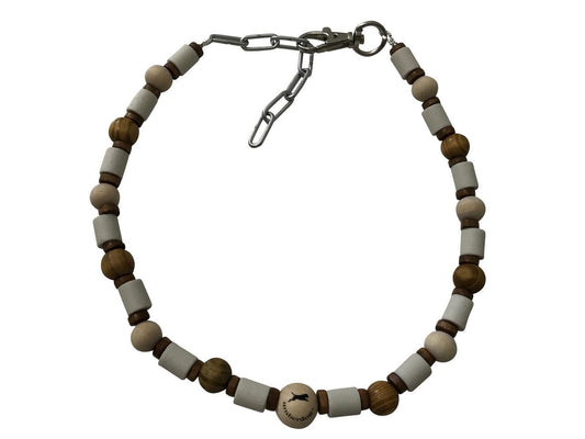 EM-Keramik-Hundekette mit Holzperlen – Verstellbares Premium-Accessoire