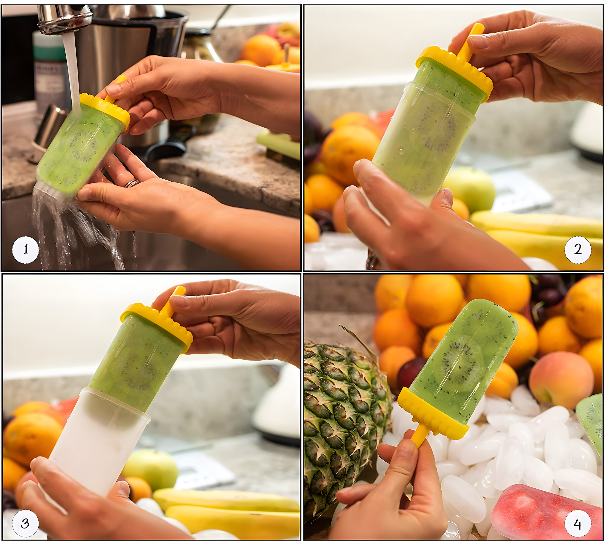 Eisformen am Stiel aus Kunststoff Eislutscher Grün - 6 Stück