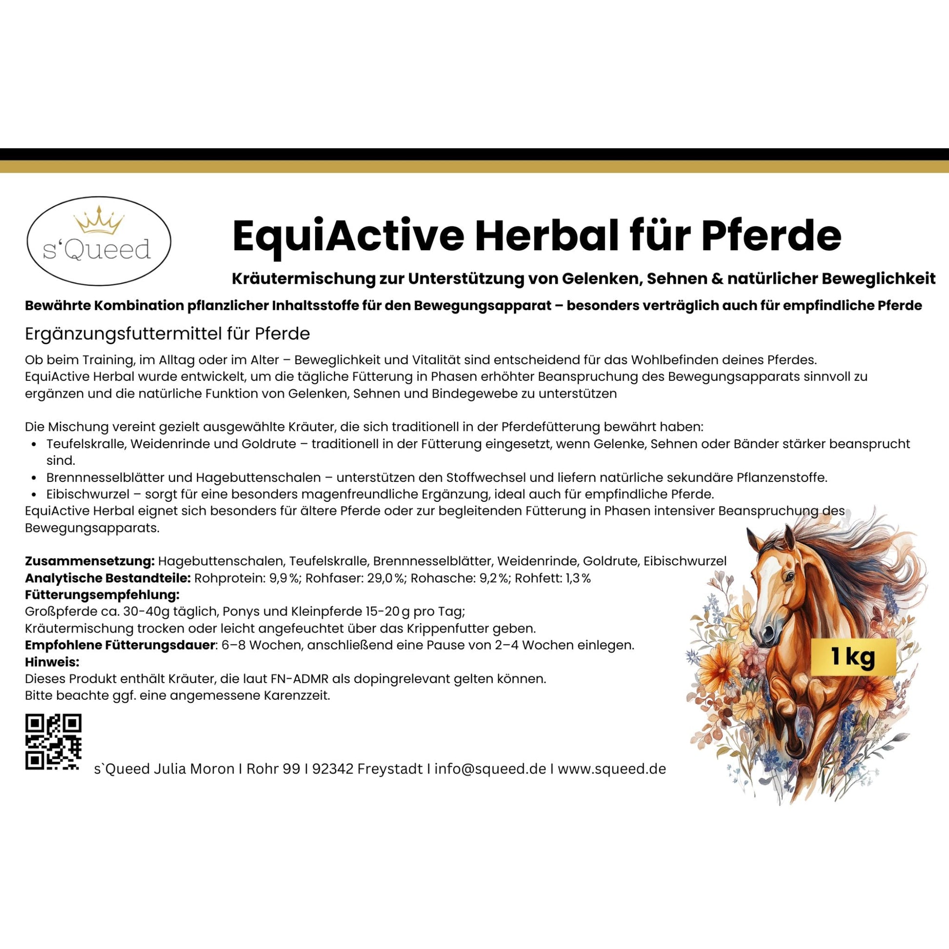 EquiActive Herbal 1kg – Kräutermischung zur Unterstützung von Beweglichkeit & Vitalität beim Pferd