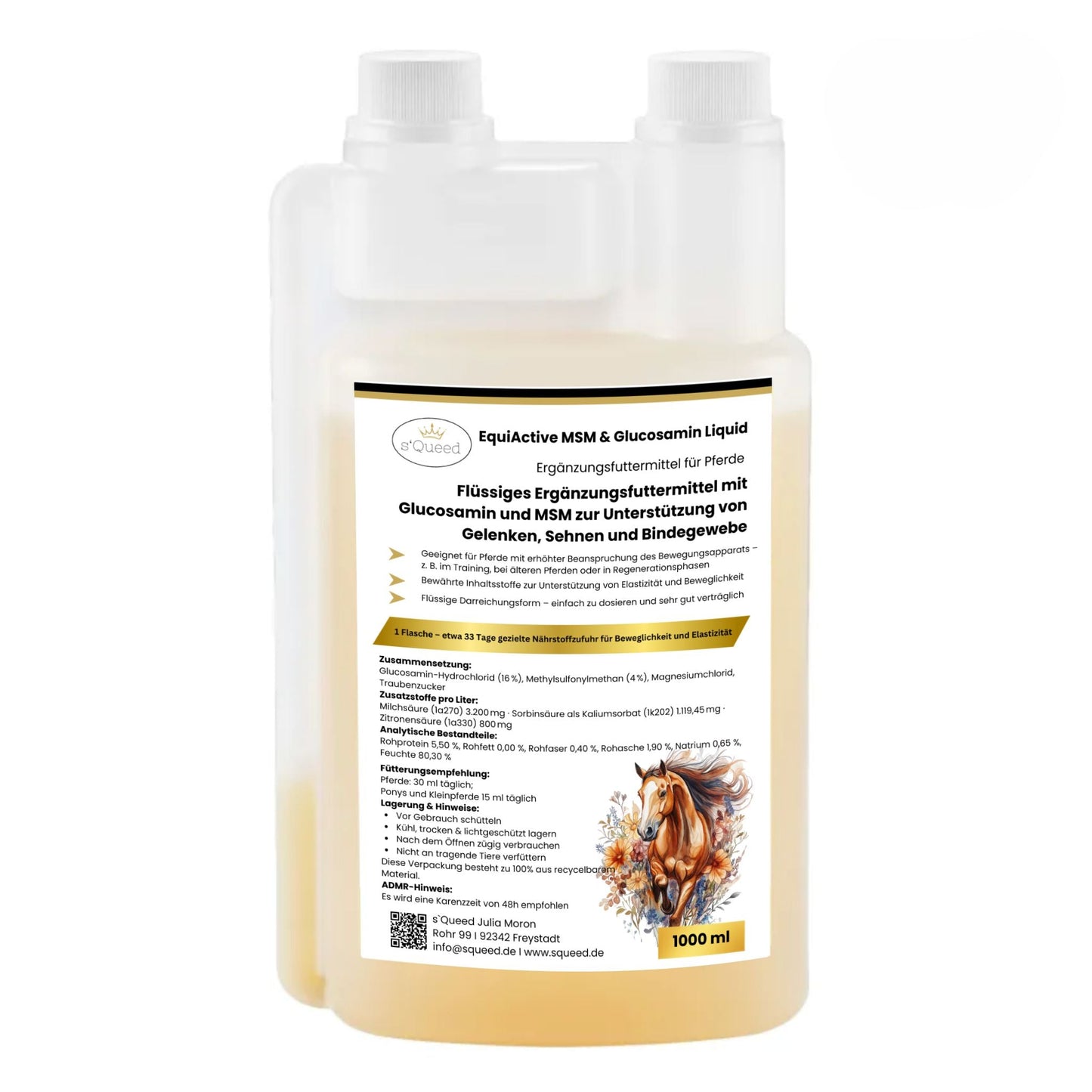 EquiActive MSM und Glucosamin Flüssigkeit 1000ml zur Gelenkunterstützung