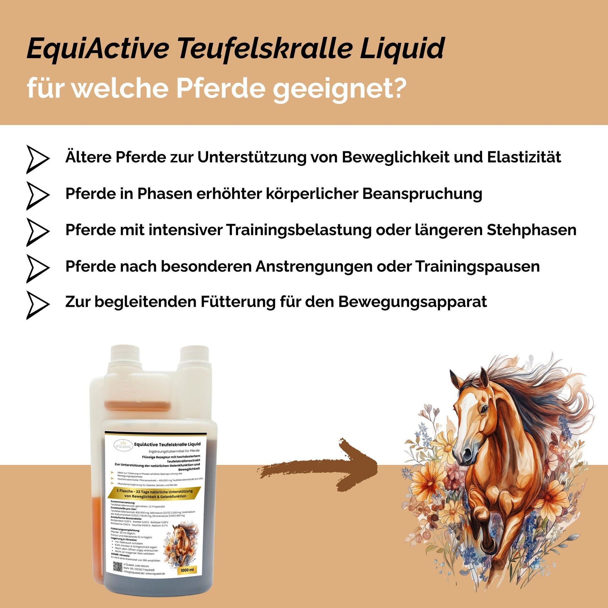EquiActive Teufelskralle Liquid – Teufelskralle Pferd flüssig 1000 ml