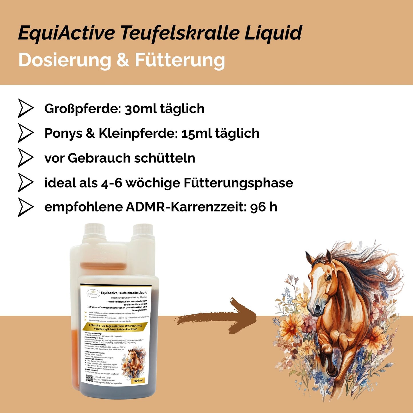 EquiActive Teufelskralle Liquid – Teufelskralle Pferd flüssig 1000 ml