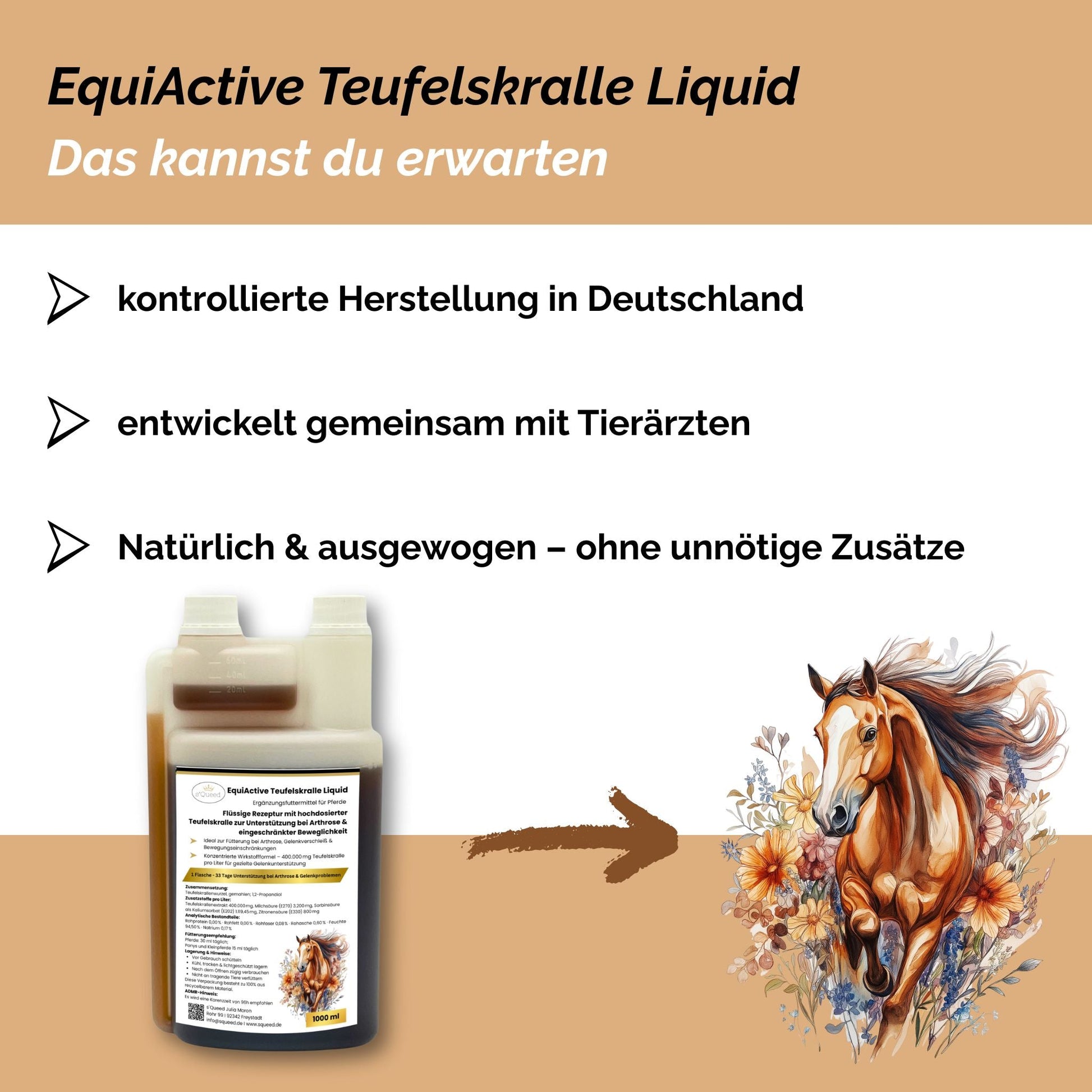 EquiActive Teufelskralle Liquid – Teufelskralle Pferd flüssig 1000 ml