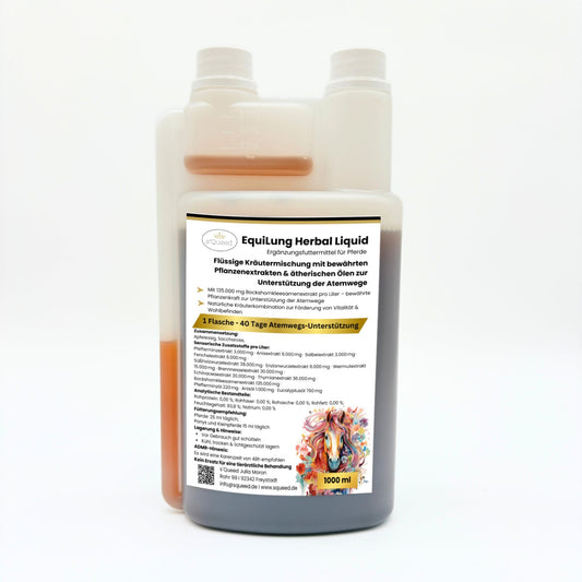 EquiLung Herbal Liquid 1000ml – flüssiges Ergänzungsfuttermittel zur Unterstützung der Atemwege bei Pferden