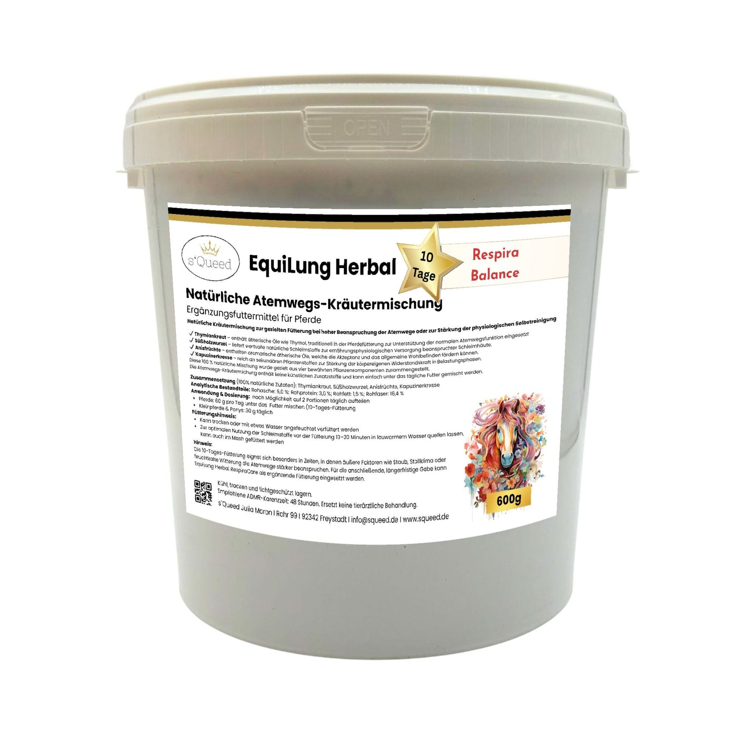 EquiLung Herbal RespiraBalance – Kräutermischung für Pferde in Phasen erhöhter Schleimbildung oder bei beanspruchten Atemwegen-s`Queed