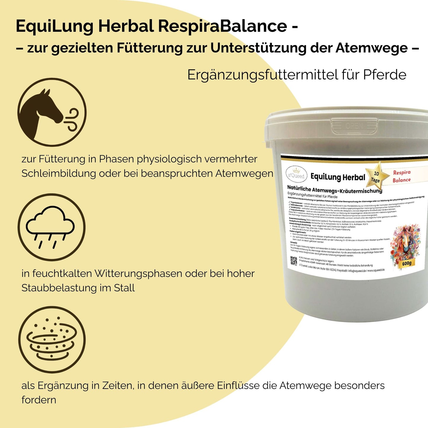EquiLung Herbal RespiraBalance – Kräutermischung für Pferde in Phasen erhöhter Schleimbildung oder bei beanspruchten Atemwegen-s`Queed