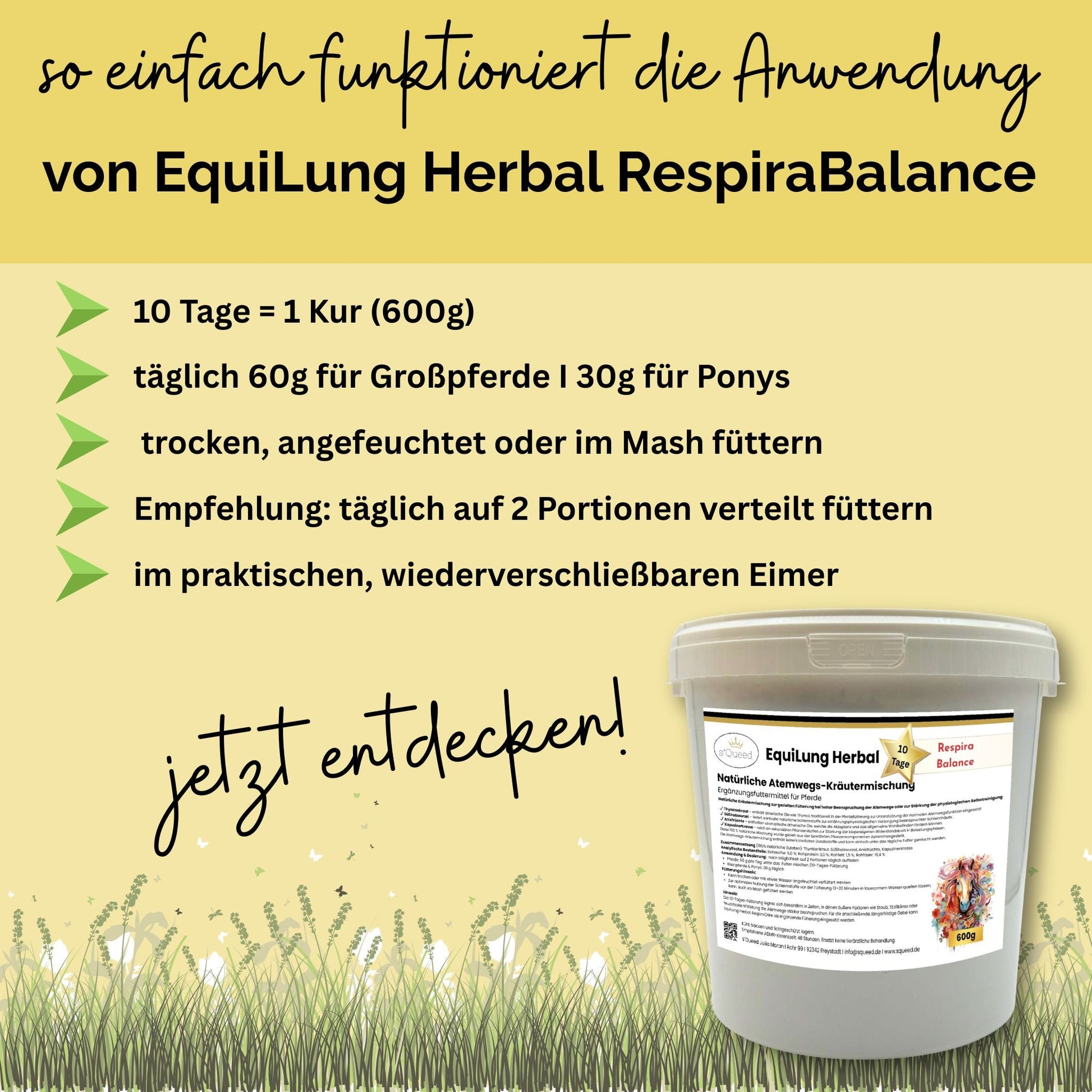 EquiLung Herbal RespiraBalance – Kräutermischung für Pferde in Phasen erhöhter Schleimbildung oder bei beanspruchten Atemwegen-s`Queed