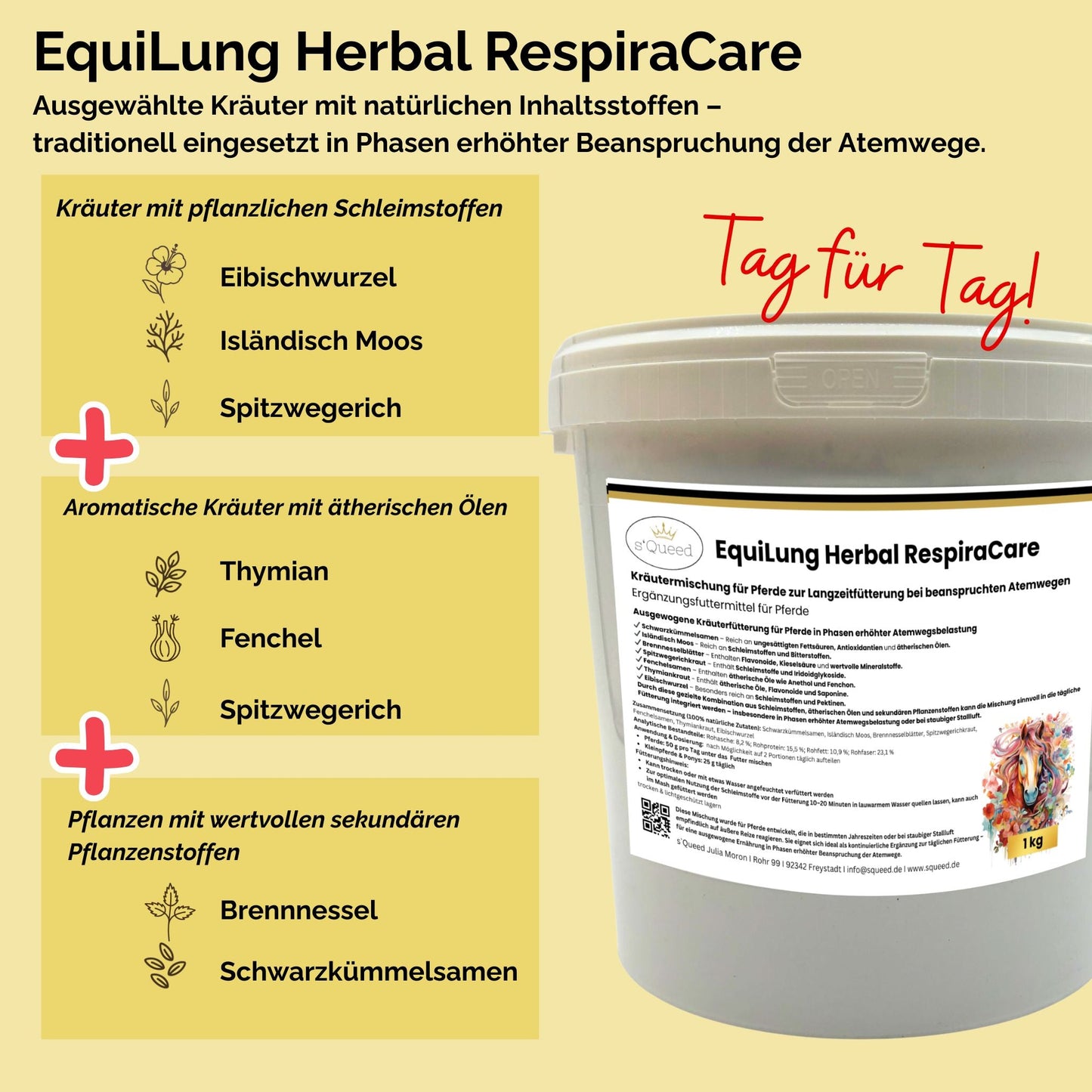EquiLung Herbal RespiraCare – Kräutermischung für Pferde zur Langzeitfütterung bei beanspruchten Atemwegen-s`Queed