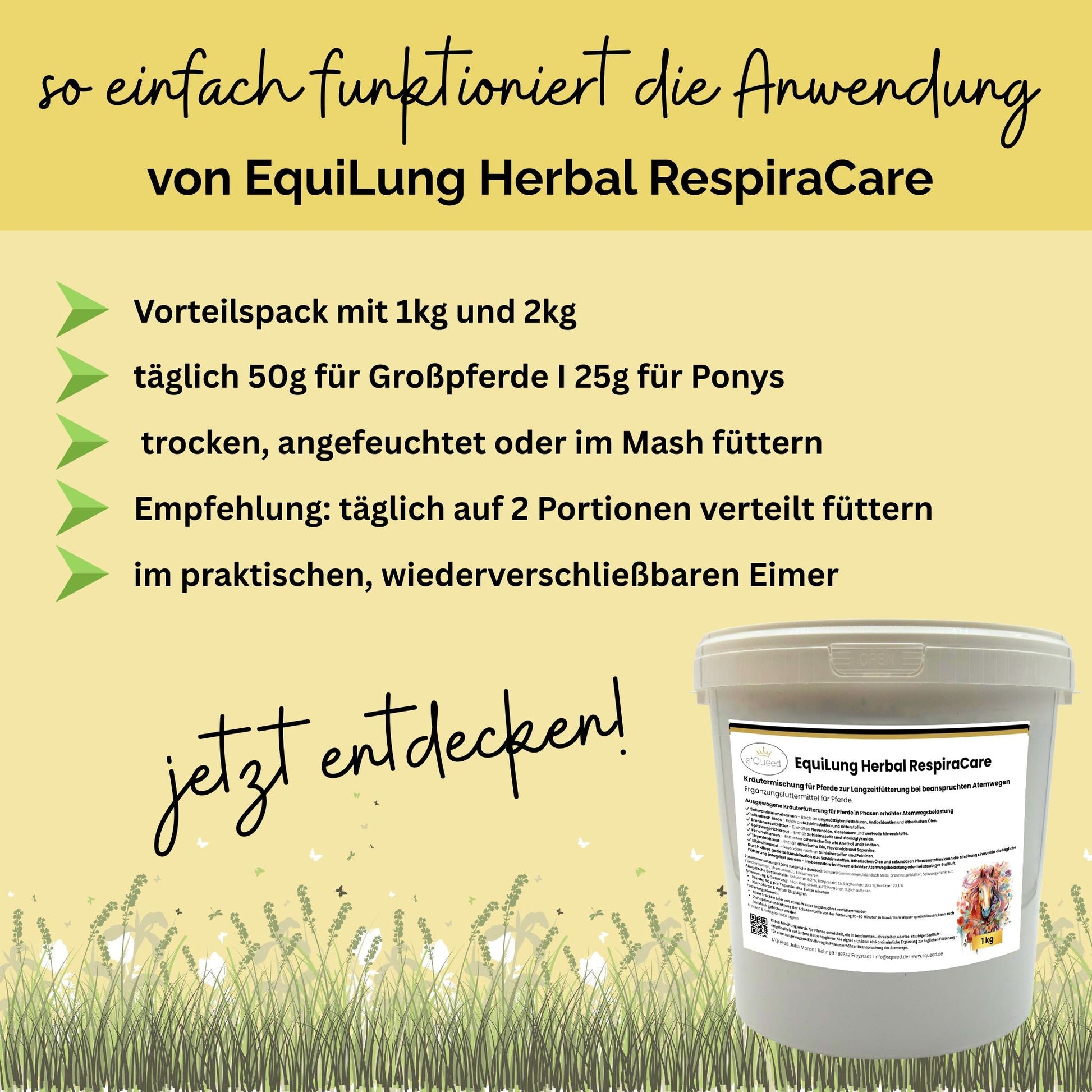 EquiLung Herbal RespiraCare – Kräutermischung für Pferde zur Langzeitfütterung bei beanspruchten Atemwegen-s`Queed