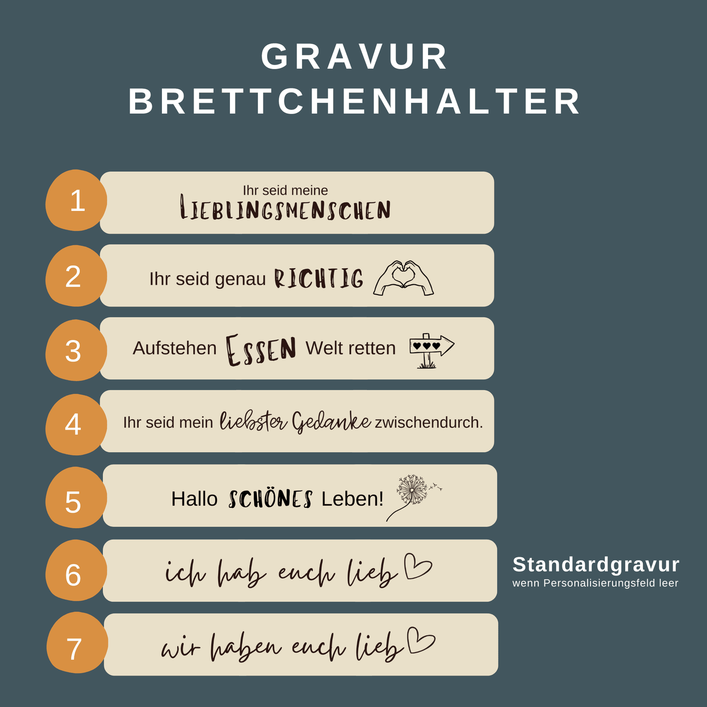 Geschenkset für Großeltern: Frühstücksbrettchen mit Halter-Edition HerzAUF
