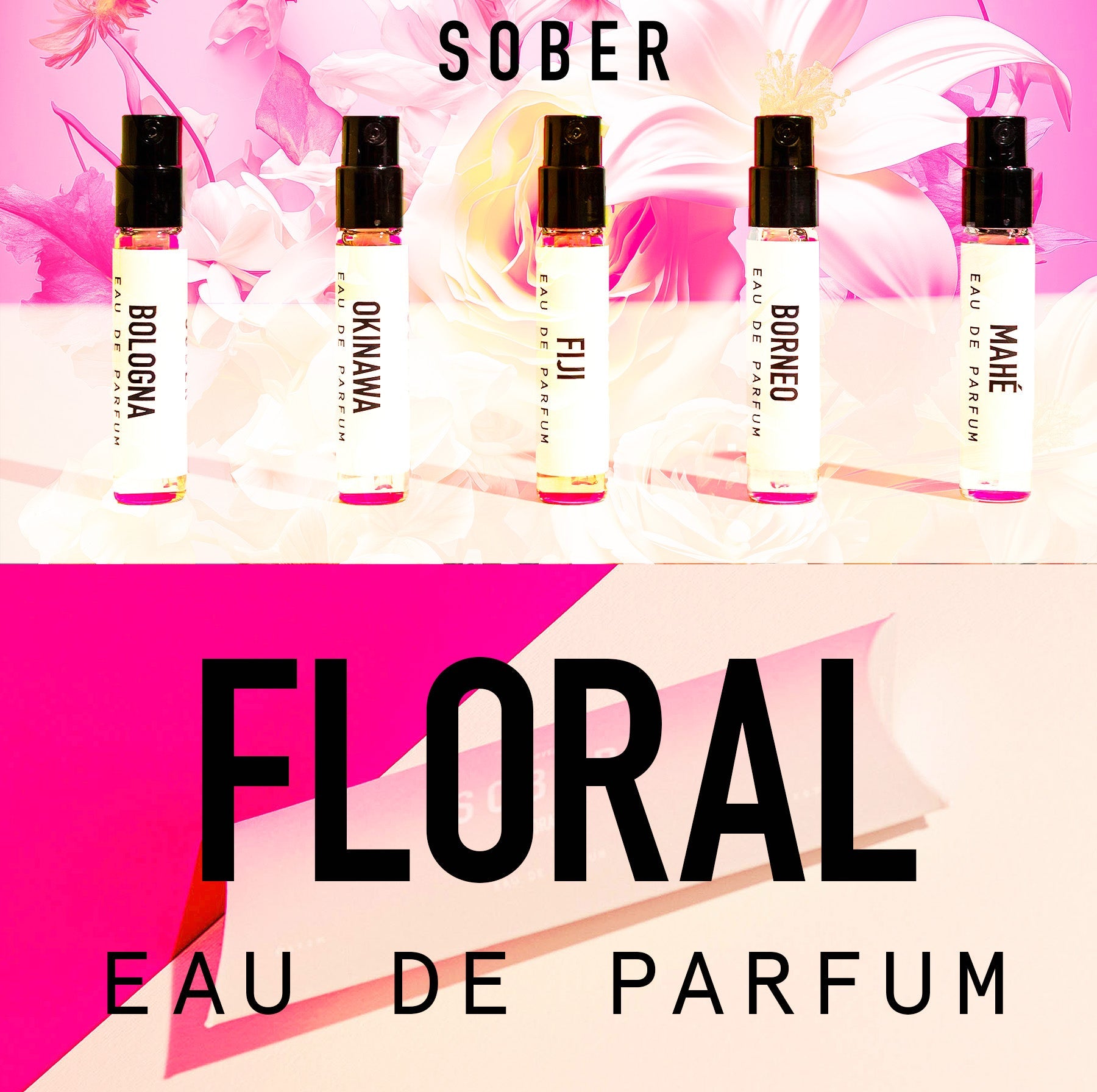 Discovery Set Floral mit fünf Unisex Düften und 20 Prozent Gutschein-sober