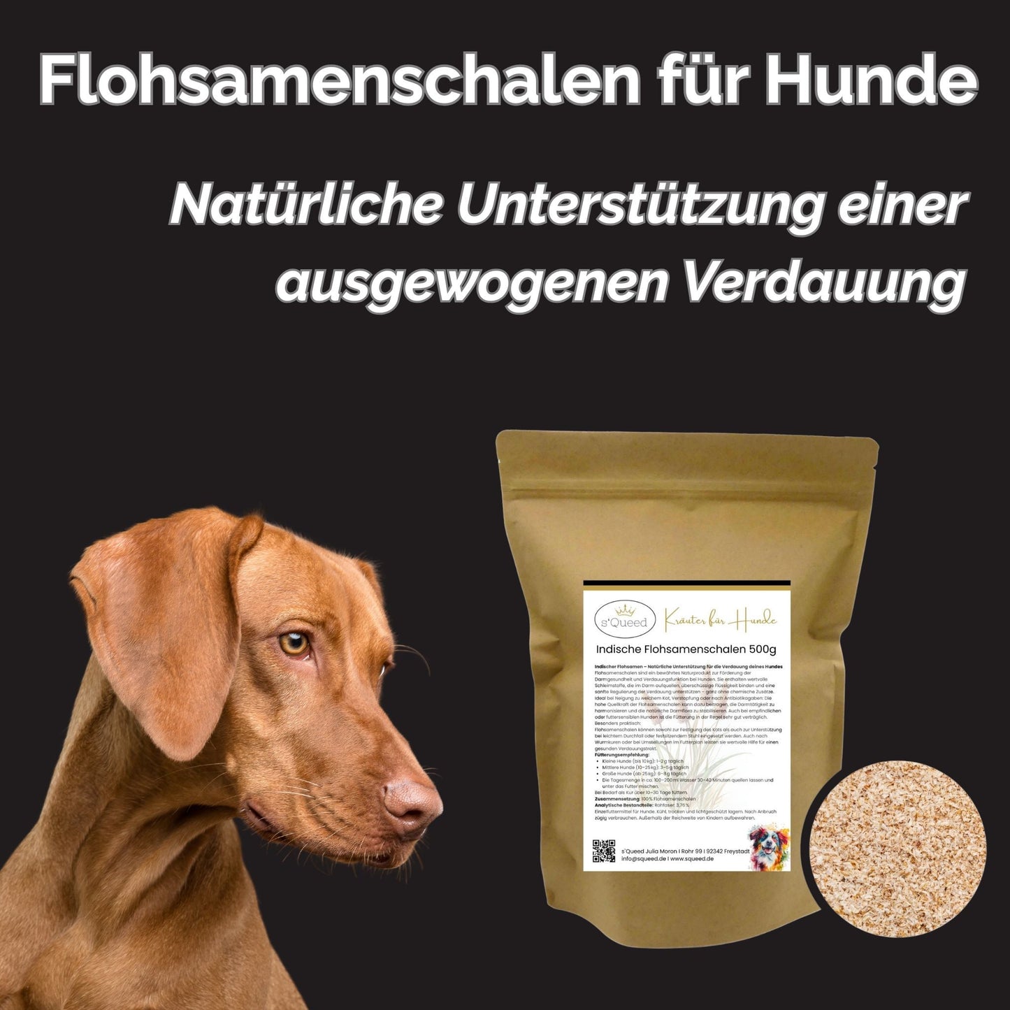 500g Flohsamenschalen naturrein für eine ausgewogene Hundeverdauung