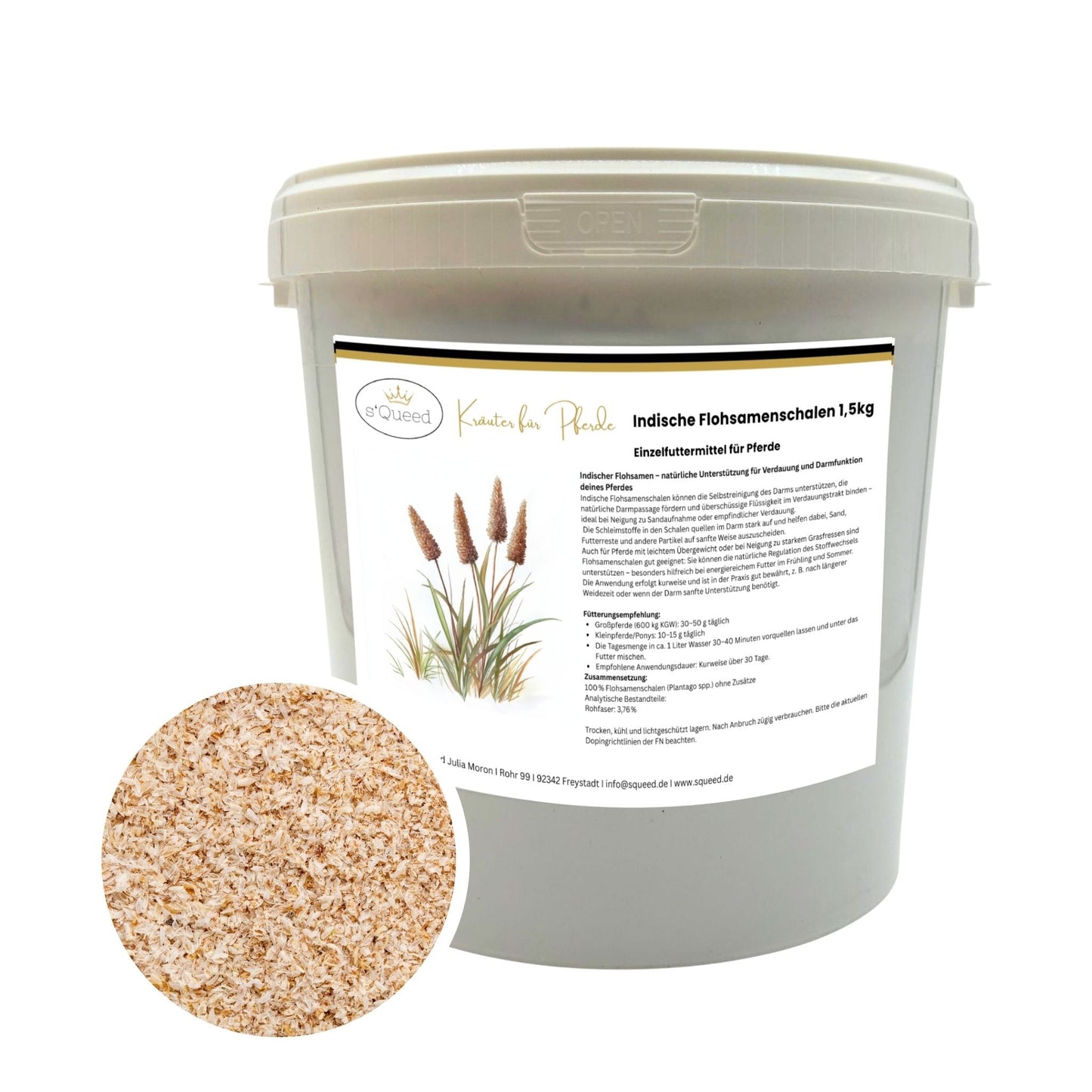 Indische Flohsamenschalen 1 5 kg für Pferde bei Kotwasser und Verdauung
