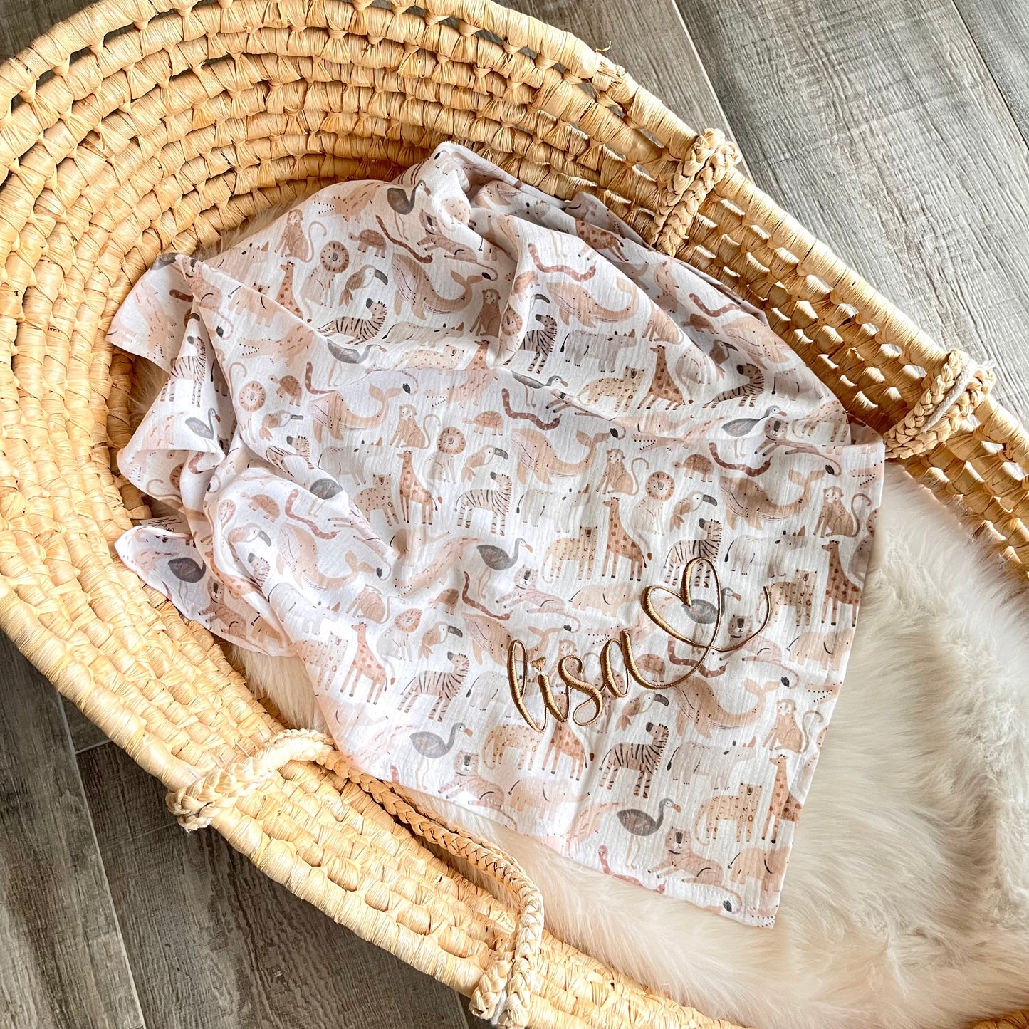 Musselintuch "Dschungeltiere"