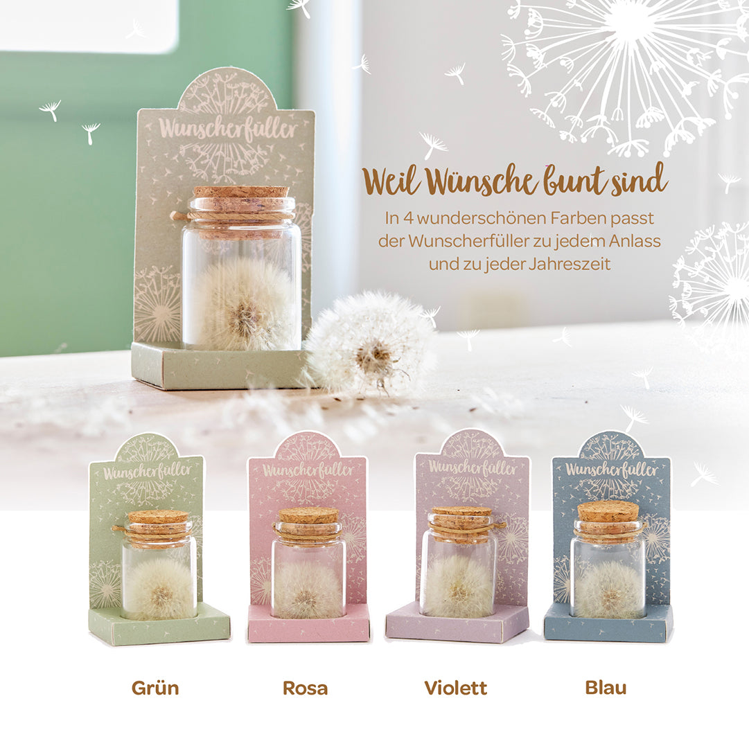 Wunscherfüller Pusteblume im Glas als besonderes Geschenk für jeden Anlass-Die Stadtgärtner