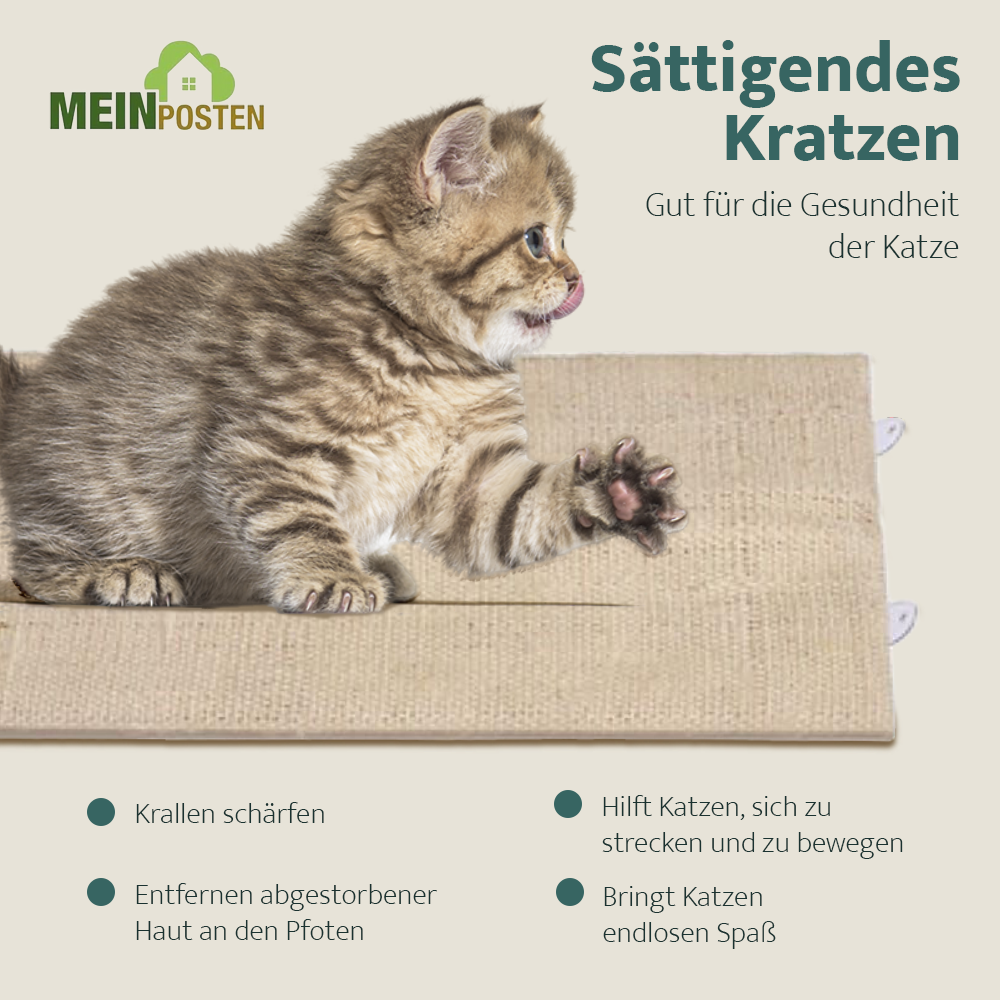 Kratzbrett Kratzmatte für Wand 80x28 cm Eckkratzbrett Kratzbaum Katzen Katze Sisal