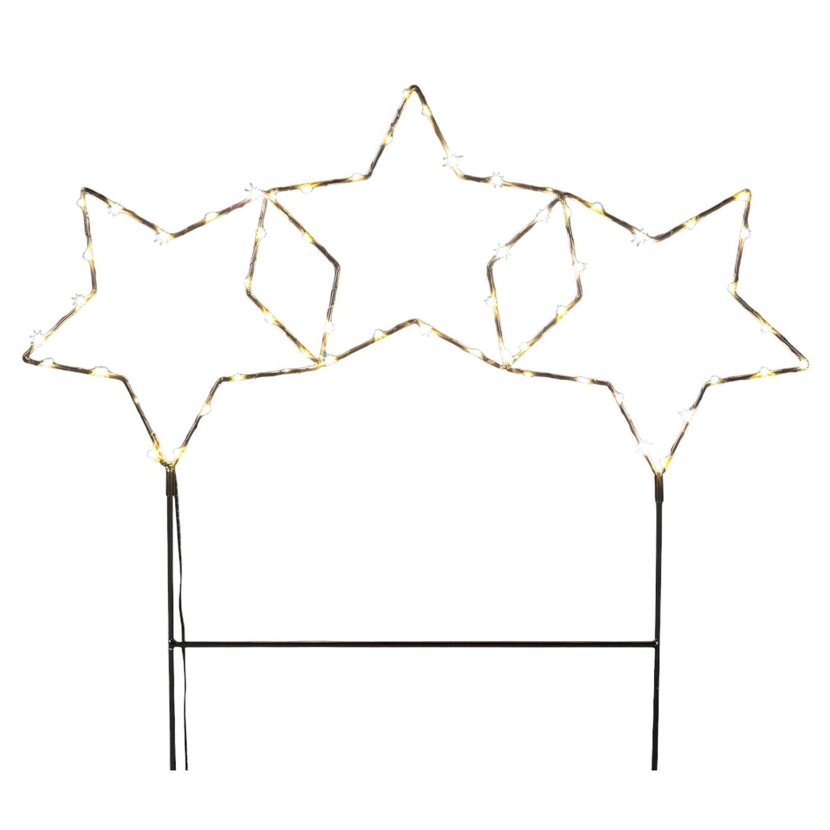 Gartenstecker Stern LED Weihnachtsbeleuchtung Batterie Timer warmweiß 60x60 cm