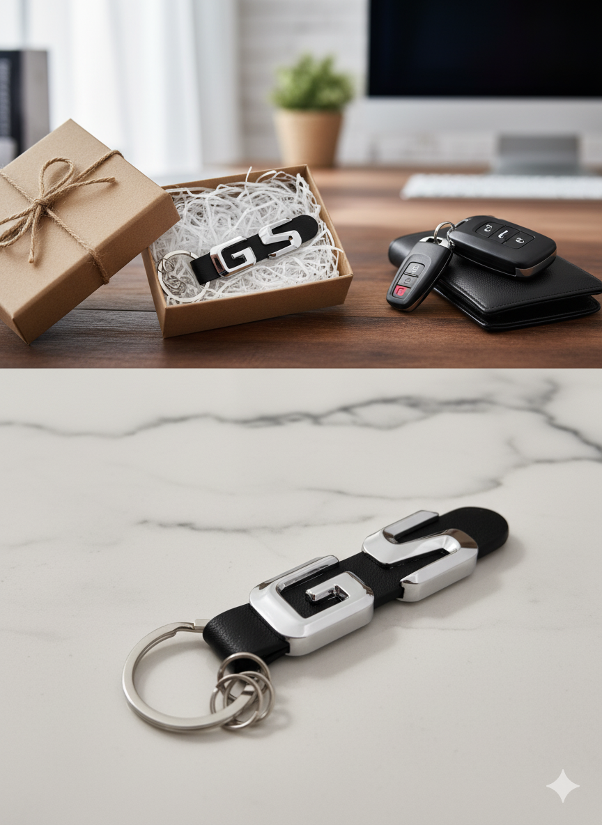 Leder Metall Schlüsselanhänger mit 3D Design für viele Fahrzeugmodelle