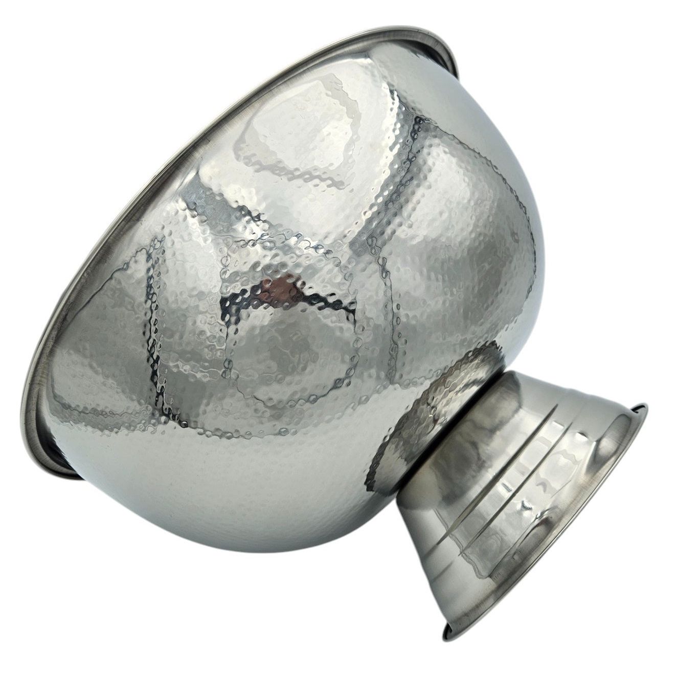 Runder Flaschenkühler aus Edelstahl mit Hammerschlagoptik