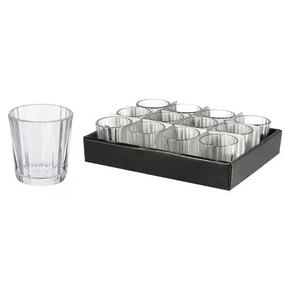 Elegantes Set 12 Teelichtgläser aus klarem Glas