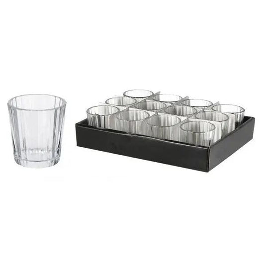 Elegantes Set 12 Teelichtgläser aus klarem Glas