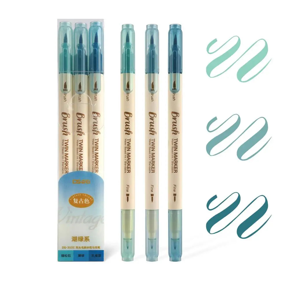 3-teiliges Set Dual-Ended Pinselmarker für kreative Aquarell Zeichnungen