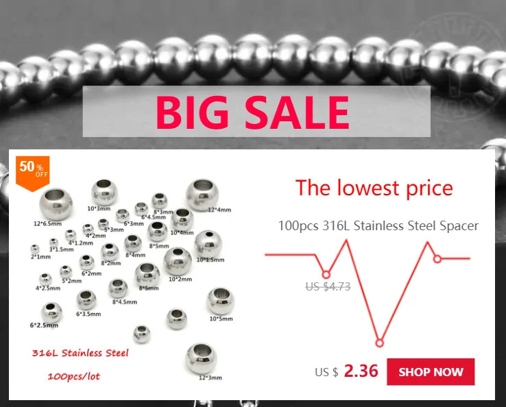 Rose Gold Edelstahl Spacer Perlen für Schmuck DIY, 100 Stück