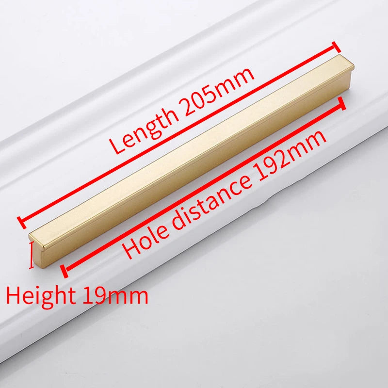 Mattgoldener Aluminium Möbelgriff 96-192mm Modern - Robust