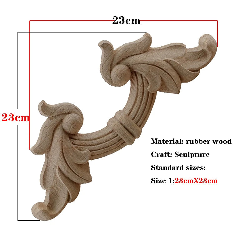 Handgeschnitzte Holzapplikation mit floralem Design