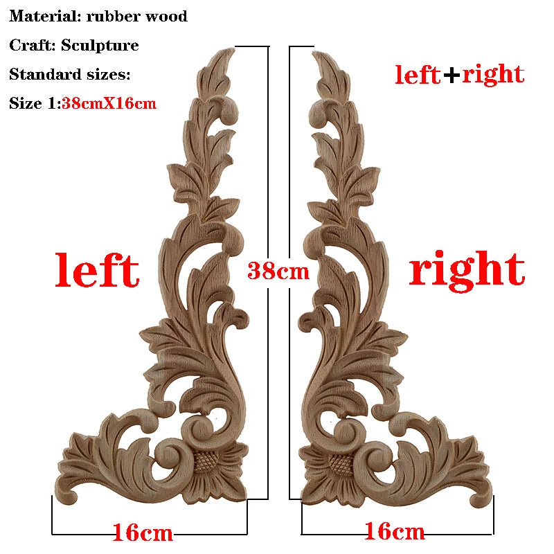 Handgeschnitzte Holzapplikation mit floralem Design